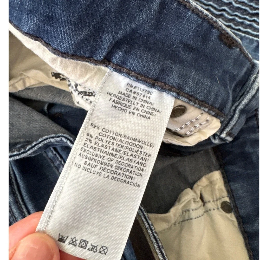 True Religion Mick Jeans Mens Blue Moto‎ Slouchy Skinny Ankle Zip SIZE 34